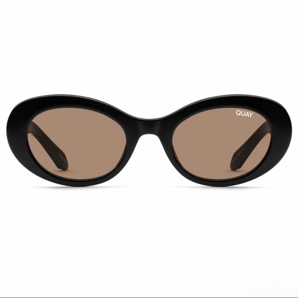 QUAY Show Up Sunglasses Black Frame Brown Lenses - Picture 4 of 10